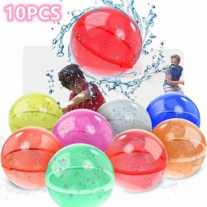 Bebek Banyo Oyuncakları 10 PCS Çocuklar İçin Yeniden Kullanılabilir Su Balonları Yetişkinler Açık Hava Aktiviteleri Çocuk Havuz Plaj Banyosu Oyuncaklar Yaz Oyunları için Su Bombası 230928