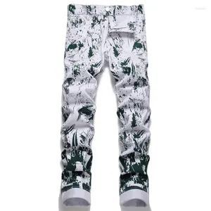 Jeans da uomo Estate 2023 Pantaloni da uomo in cotone con stampa digitale verde scuro da strada a vita media Abbigliamento casual Hip Hop