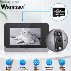 Türklingeln Wsdcam 4,3-Zoll-LCD-Bildschirm Gucklochkamera TUYA Wireless Wifi Video Türklingel Home Video Intercom Kits für Zugangskontrollsystem YQ230928