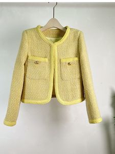 916 XXXL 2023 Milano Runway Autunno capispalla da donna Manica lunga Girocollo Cappotto Bottone Giallo Rosa Abiti moda Donna uomo