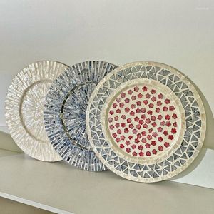 Conjuntos de louças isolados Placemat Round Shell Bandeja de almofada para mesa de jantar