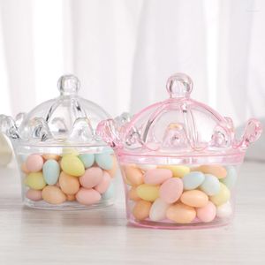 Present Wrap 2023 5st/Lot Mini Transparent Crown Plast Box Wedding Candy Creative Supplies Packaging Container smycken lagring