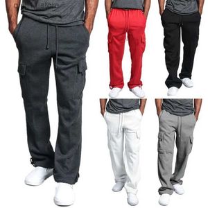 Men's Pants Fleece Multipocket Sweatpant Men Cargo Sweat Pant Man Sportswear Casual Solid Knitted Male Trousers for Boys Winter 2023 T230928