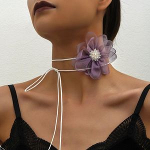 Choker moda koronkowa kryształowy kwiatowy dekolt naszyjnik biżuteria