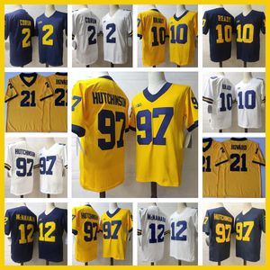 Michigan Football Jerseys 10 Brady 2 Corum 12 McNamara 16 D.Robinson 21 Howard 30 Hill 88 Butt 97 Hutchinson NCAA College Football Jerseys Michigan Wolverines Jerseys