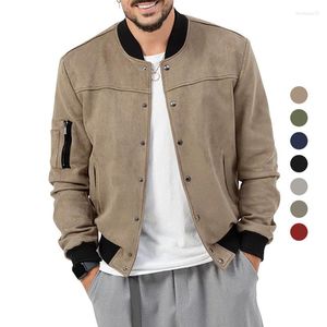 Men's Jackets Casual Long Sleeve Coat SetSuede Standing Collar Button Cardigan Jacket Workwear Shirt Set Vintage