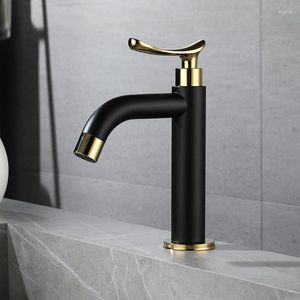 Banyo Lavabo muslukları Siyah Altın Uzun Havza Musluğu Tek Soğuk Paslanmaz Çelik Washbasin Su Musluk Dolap Gemisi Bir Delik G1/2