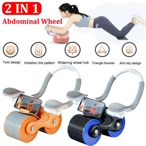 Pinças de mão 2 em 1 Abdomen Roller Abdominal Roller Exercitador Automático Rebote Fitness Wheel Rebound Abdominal Muscle Flat Support Trainer 230927