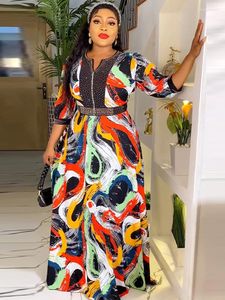 Casual Dresses Party Evening For Women 2023 Autumn Clothing Turkiet African Dashiki Print Long Robe Wedding Prom Birthday Kaftan klänningar