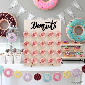 Julekorationer Trä Donut Stand Wall Donut Holder Board Kids Birthday Party Table Decor Baby Shower Wedding Favors Mariage Party Supplies