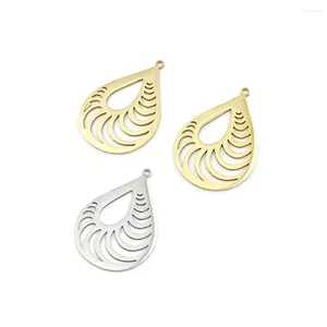 Charms Simple Filigree Stamping Pendants Silver Color Drop Hollow Leaves Metal DIY Earrings Jewelry Findings 5Pcs/lot