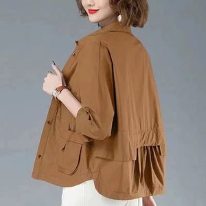 Womens trench coats primavera verão jaquetas causal blusão famale fino casaco básico leve jaqueta outwear roupas 230927