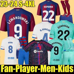3xl 4xl 23/24 Lewandowski Soccer Jerseys 2023 Ferran Adama Pedri Dest Gavi Barcelonas Home Owd Third Edition Maillots Shirt Men Kids Kids kit onmort