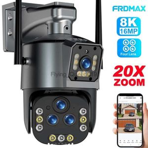 Lente CCTV 16MP 8K Câmera IP Wifi 20X Zoom Câmera de segurança externa sem fio 4K Quatro lentes PTZ Cam Smart Home CCTV Câmeras de vigilância Wi-Fi YQ230928