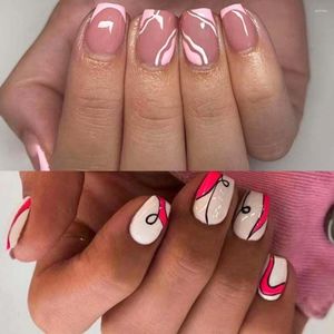 Künstliche Nägel, lang, Ballerina, französisch, rosa, rot, gefälschte, abnehmbare Nagelspitzen mit vollständiger Abdeckung für Frauen und Mädchen