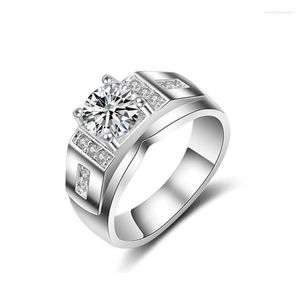 Cluster Rings Classic for Men SterlingS925ファインジュエリーCubic Zirconia Engagement Ring Bridemoom WeddingBijoux Drop
