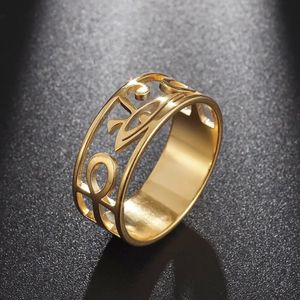 Bröllopsringar Yiluocd Rostfritt stål Ancient Egypten Ra Udjat Ring Eye of Horus Ankh Cross Ring For Women Protection Amulet Egyptian Jewelry 230928