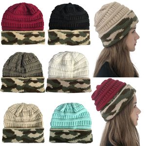 Cappello di lana mimetico a 6 colori Autunno e inverno Cappello lavorato a maglia maglione caldo all'aperto Cappelli casual per le donne