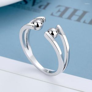 Pierścienie klastra srebrny Pierścień przeciw stresie dla kobiet proste otwieranie regulowanego spinnera z koralikami obrotowa biżuteria