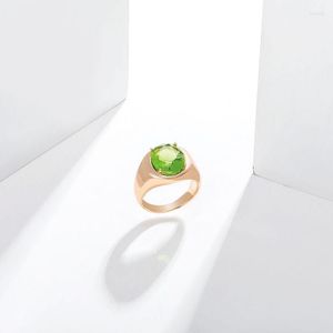 Klusterringar mxgxfam olivgrön oval ring för kvinnor män guld pläterade 18 k cz mode smycken