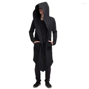 Men's Trench Coats Hooded Cardigan Coat Streetwear Solid Color Windbreaker With Hood Autumn/Winter Jackets Men 2023