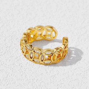 Cluster Rings Lucky Ring Copper Plated Real Gold Coin Pattern Open Luxury Niche Chinese Style Female