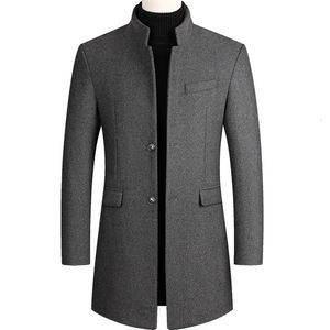 Men's Wool Blends 2023 Winter Fashion Trench Jacket Men Slim Fit Long Sleeve Cardigans Coat Suit Solid Mens Woolen Coats 230928