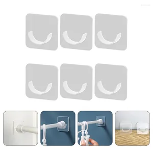 Shower Curtains 6 Pcs Nail-Free Pole Bracket Clothes Hanging Stand Durable Rod Mounts Curtain Holders Racks Abs Retainers