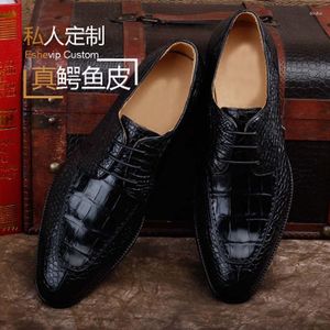 Klädskor ourui True Crocodile Leather Business Formal Men Blacksneaker