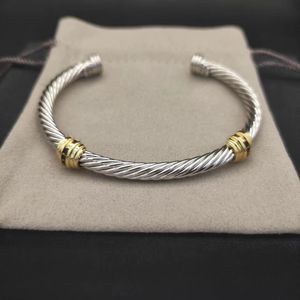 5MM DY Bracciale Cavo Designer Donna Uomo Sier Oro Perla Testa Bracciale a forma di X David Y Gioielli Regalo di Natale Gioielli con ciondoli