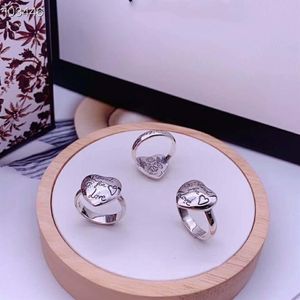 S925 Sterling Silber Ring Blind for Love furchtlose Blumen und Vögel herzförmiger Ring Retro-Trend Hip-Hop Männer und Frauen Ring255I