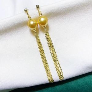 Baumelnde Ohrringe MeiBaPJ 925 echtes Silber natürliche Süßwasser runde goldene Perle lange Quasten Tropfen feiner Hochzeitsschmuck für Frauen