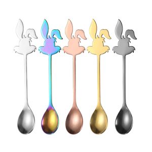 Rostfritt stål kaffekasser Creative Rabbit Tea Spoon Mini Rabbit Spoon Kitchen Gadget Drick Tool Flatware Tablewery