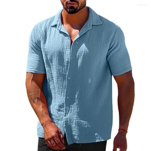 Herren-Freizeithemden 2023, kurzärmeliges Hemd, einfarbig, Baumwolle, Leinen, Oberteile, Größe