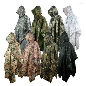 Raincoats Camouflage Folding Raincoat For Hiking Portable Tactics Poncho Men Waterproof Tourism Packable Rain Jacket Cover Army RainWear