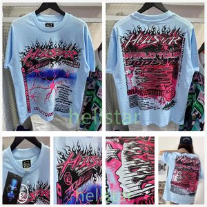 Marca maglietta Hellstart Shirt Shirts Graphic Y2K Clothing Hipster Lavato in tessuto Street Graffiti Lettering Vintage Black Adatting Plus size 769