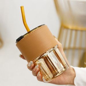 Potenciômetros de café copo reutilizável caneca de vidro para bom teaware drinkware com uma palha xícaras de café expresso chá frio gelado ir