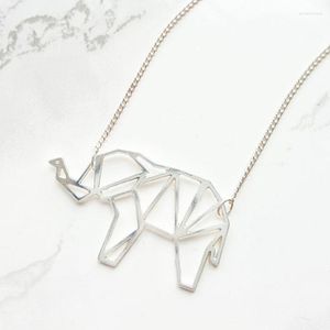 Pendant Necklaces Origami Elephant Necklace Animal Jewelry Women Statement