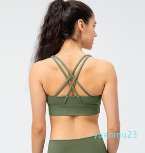 Bra Solid Color Soft Sports Underwear Breathable U-Neck Workout Running Crop Top