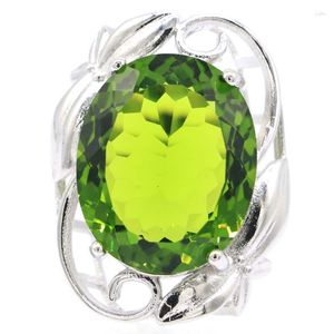 Cluster Rings 12g 925 SOLID STERLING SILVER Ring Green Peridot Pink Kunzite London Blue Topaz CZ Woman's Engagement