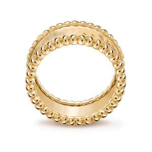 Anel com logotipo Perlee Trevo de quatro folhas caleidoscópio anel de três cores em ouro rosa 18K cheio de diamantes site oficial do designer o mesmo styl204f