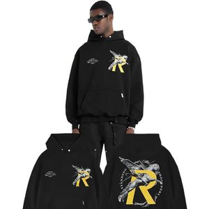 Hoodie impressão alta rua roupas rua vintage masculino feminino topo solto algodão moletom com capuz