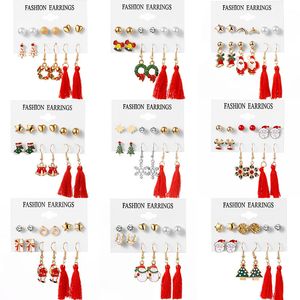 Christmas Earrings Set Women Creative Earrings Santa Claus snowflake elk pendant fringe earrings Festivals Earrings