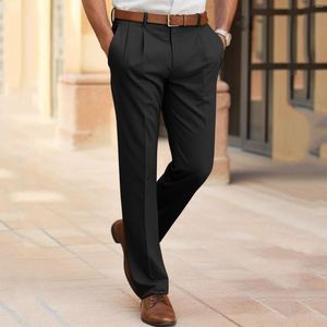 Men's Pants Autumn Smooth Khaki Ankle-Length Men Business Suit Pant Solid Color Stretch Casual Clothing Trousers Male Pantalones