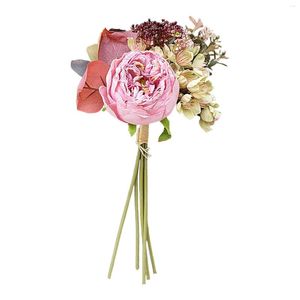 Decorative Flowers Home Decoration Wedding Table Centerpiece Fake Peony Bride Office Silk Rose Artificial Flower Bouquet Arrangement Party