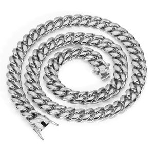 6 8 10 12 14 mm Correntes de ligação cubana de aço inoxidável 18 24 polegadas colar de zircônia jóias Hip Hop colar galvanizado para homens wome291U