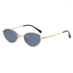 Sunglasses 2023 Small Frame Oval Women's/Men Brand Designer Metal Mirror Direct Stock Shipment Shipped Within 24 Hour
