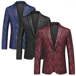 Men's Suits Large Size 6XL Men Business Banquet Jacquard Suit Jacket Black Red Blue Fashion Luxury Dance Party Lightweight Blazer Coat