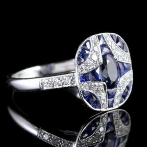 Woman Jewelry Wedding Band Rings for Couples 925 Sterling Silver Sapphire Retro Diamond Rings Filled Womens Engagement317q