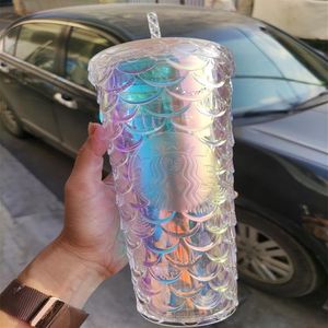 Годовая чашка Starbucks Bling Chrome Gold Berry Сангрия с шипами Стакан Cold Cup 24 унции Брелок Venti Grande301N